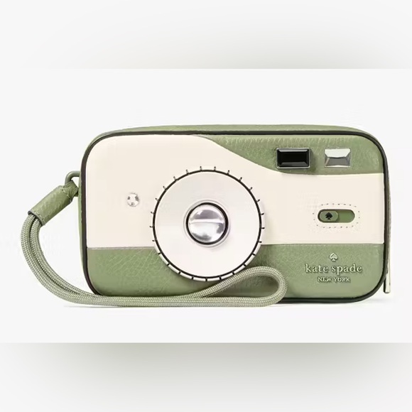Kate Spade Green and Cream Camera Wristlet